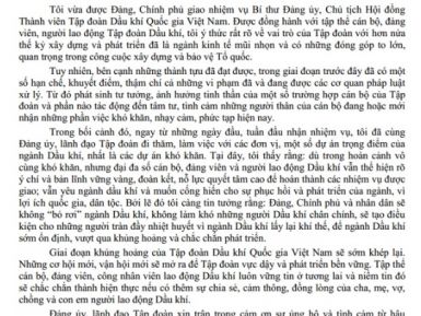Thư của Chủ tịch HĐTV Tập đoàn gửi gia đình cán bộ, Đảng viên và người lao động ngành Dầu khí